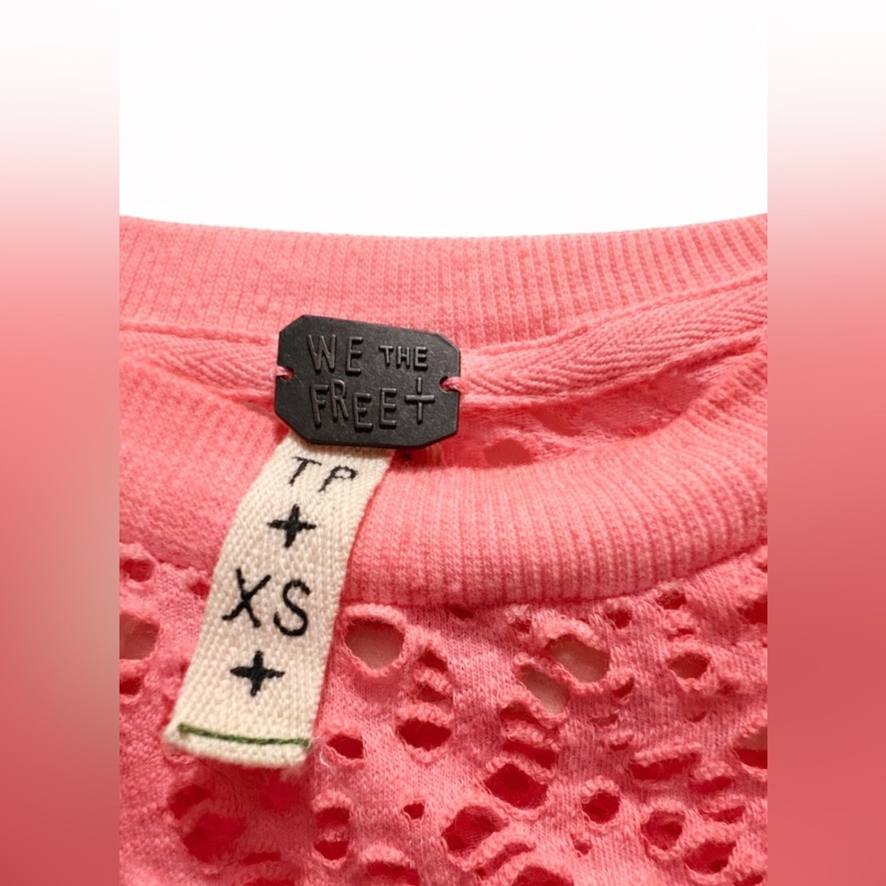 ❤️We The Free Coral Lace Knit Sweater Top XS Boho - Picture 3 of 4